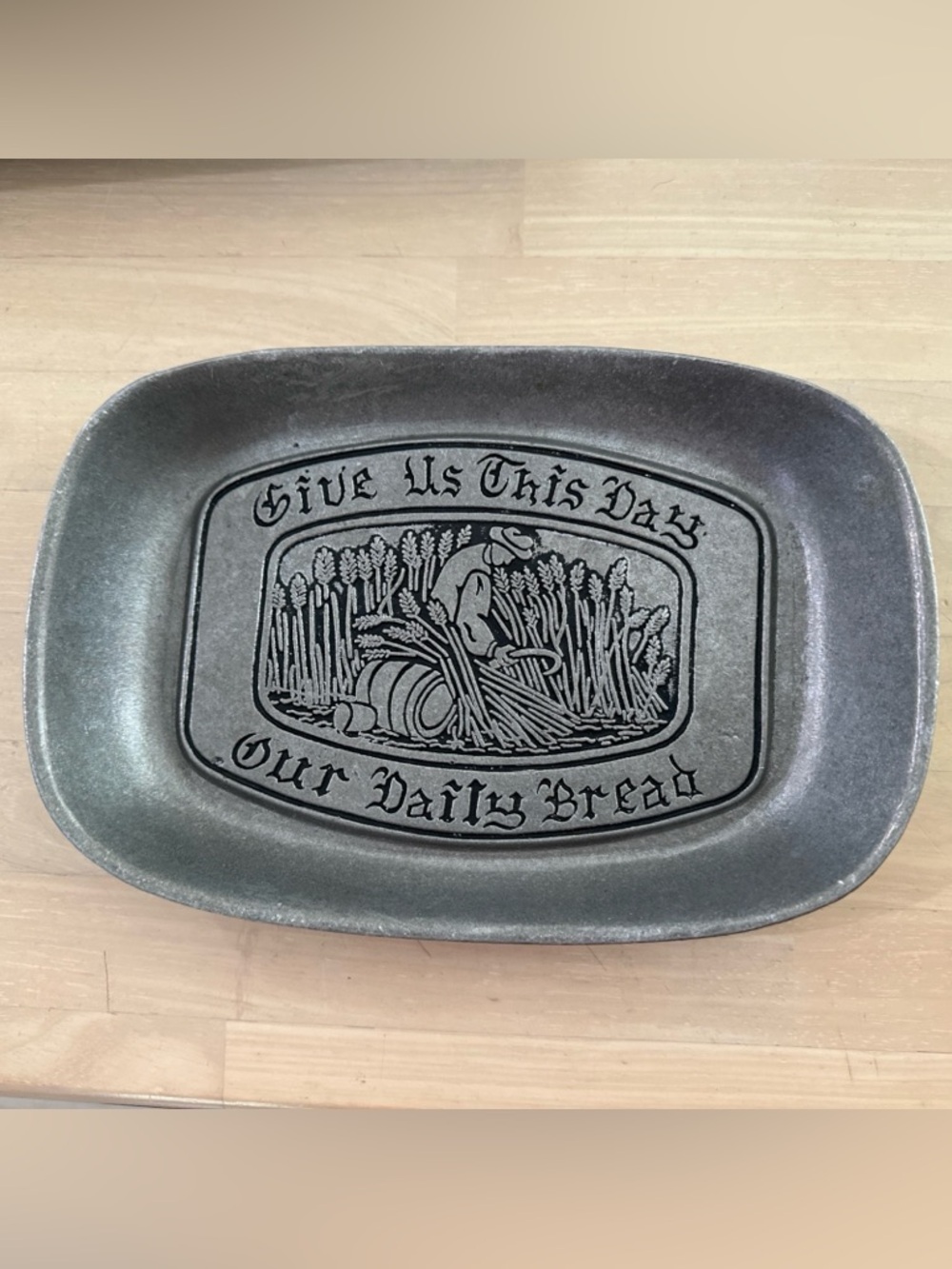 Wilton Ware Pewter Bread Plate Give Us This Day Our Daily Bread Vintage
